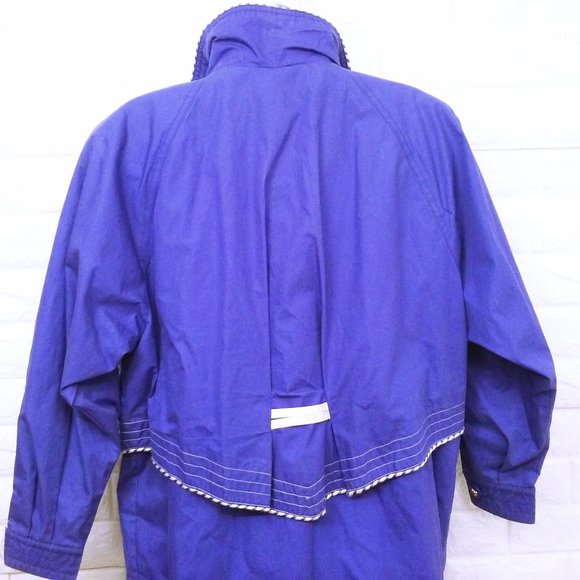 Vintage 90s London Fog Towne Chore Coat Utility Cargo Jacket -S Pockets Purple - Picture 7 of 10
